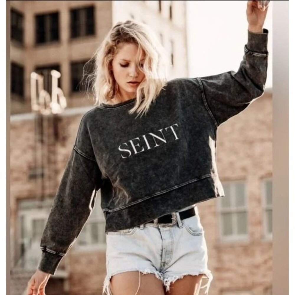 Seint Women's Oversized Stonewash Crewneck Sweatshirt Size Small